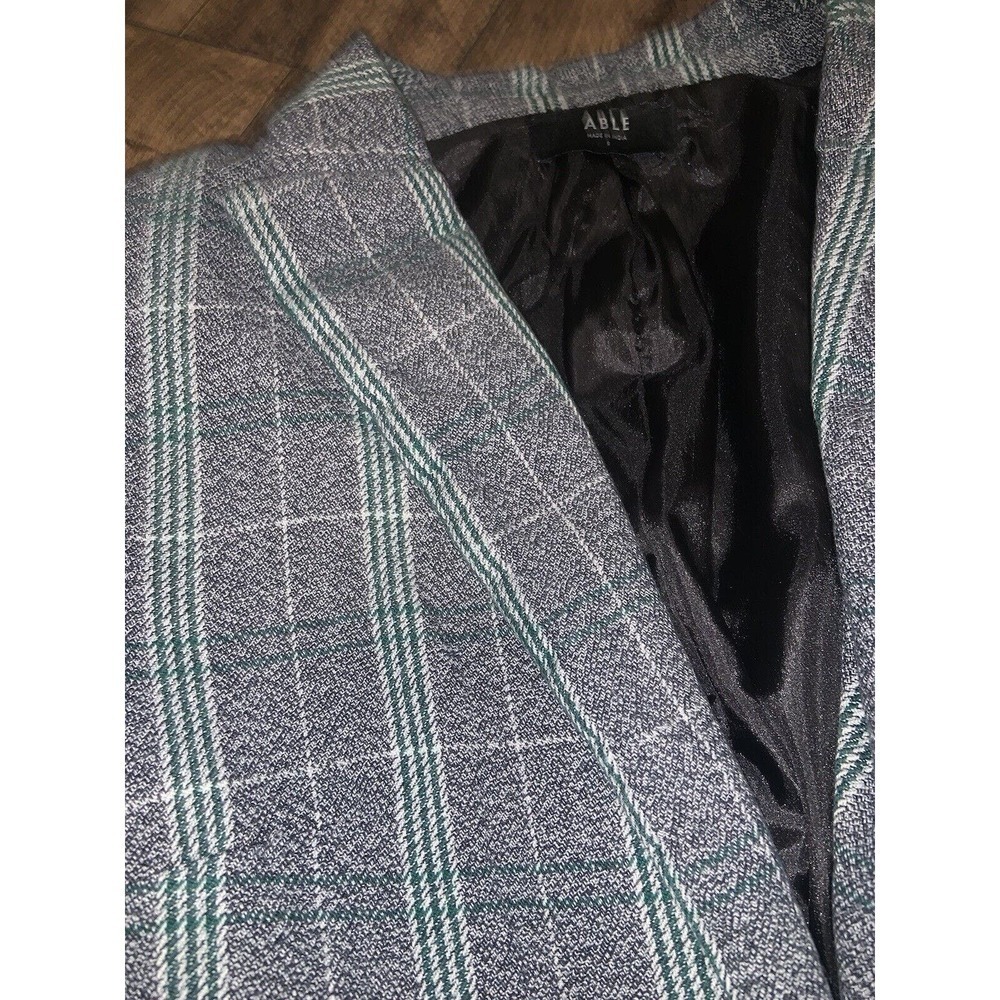 Able Evergreen Plaid Blazer S boho classic holiday preppy winter contemporary - Picture 10 of 13